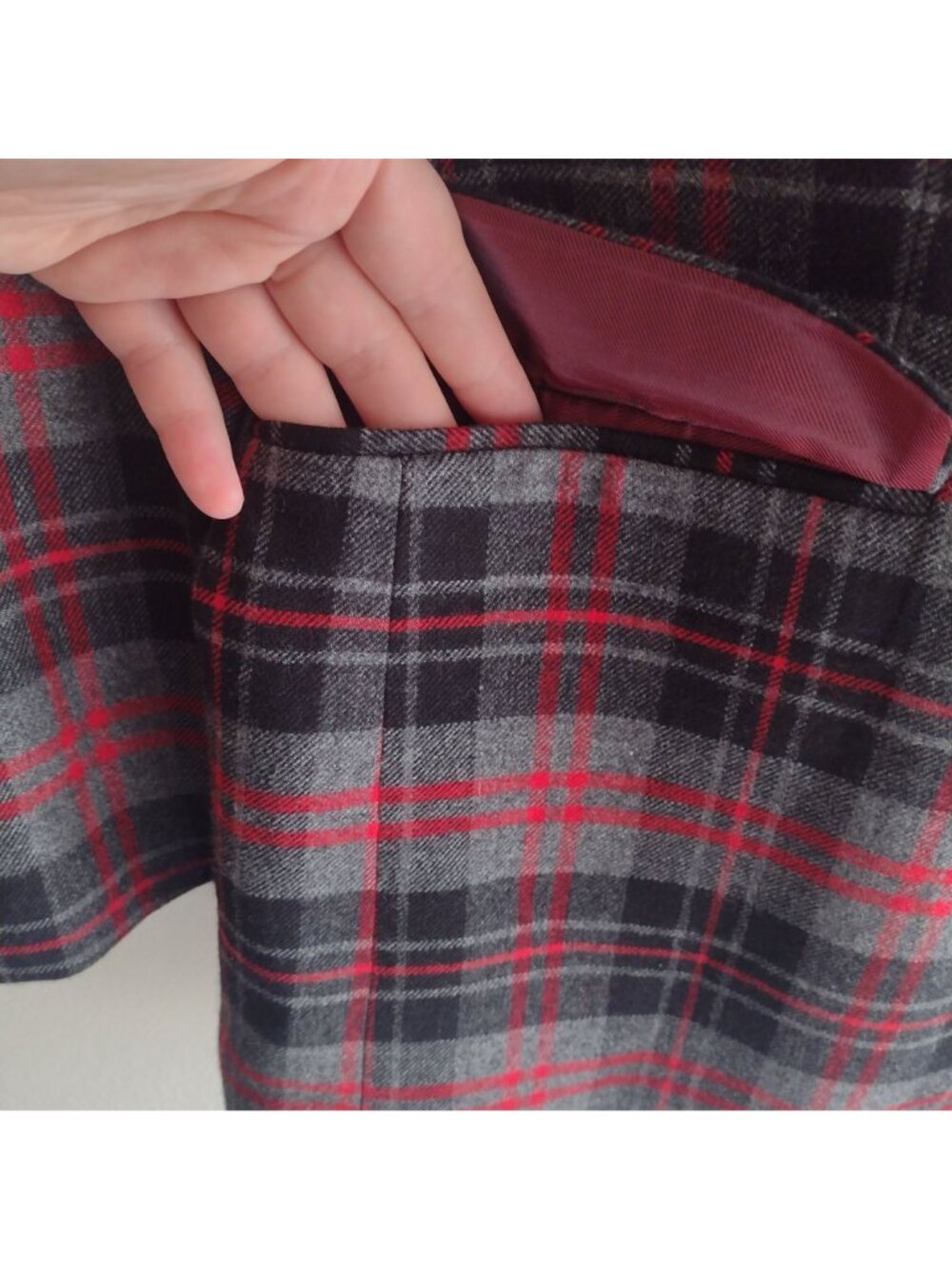 Izod Wool Blend Blazer 42L Gray Red Plaid Preppy Classic Fit Flannel Sportscoat - Picture 4 of 10